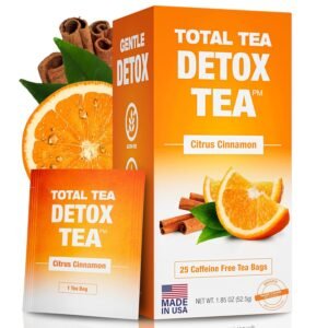 Total Tea Slimming Detox Caffeine Free Chamomile Hibiscus Ginger Root | Natural Citrus & Cinnamon Tea for Colon Cleanse, Digestive Health, Bloating and Healthy Weight Loss Support