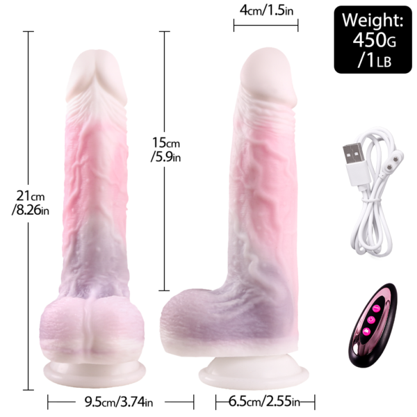 HJ05-Remote Control Realistic Vibrating Dildo-pink